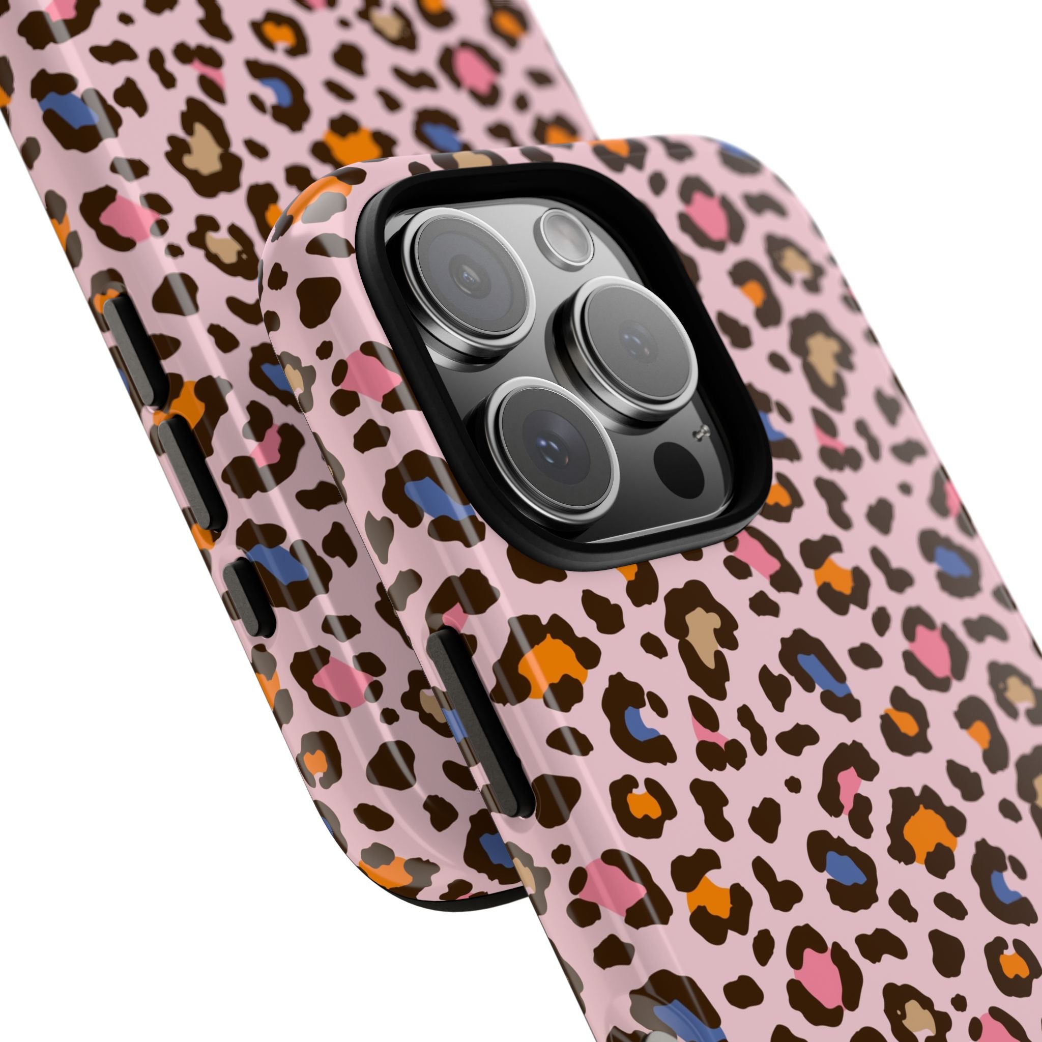Pink Leopard Print Tough Phone Case — Durable Protective iPhone Cover