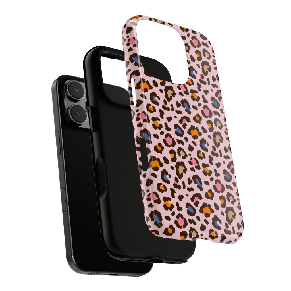 Pink Leopard Print Tough Phone Case — Durable Protective iPhone Cover