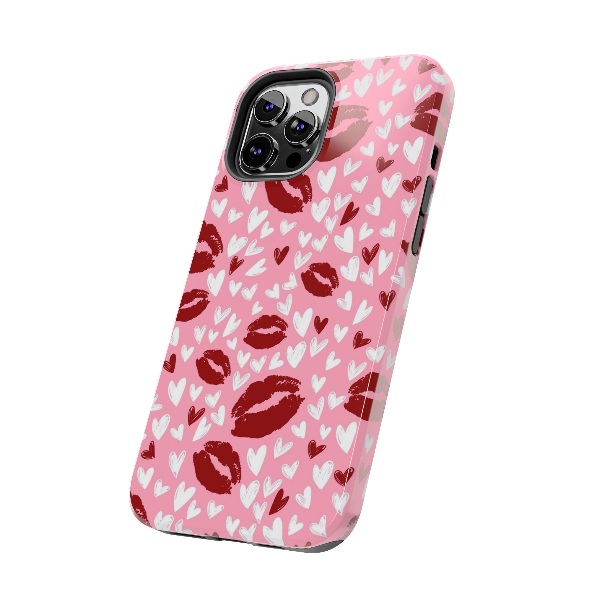 Pink Kiss Hearts Tough Phone Case — Cute Valentine Protective Phone Cover