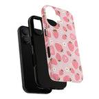 Strawberry Pattern Phone Case – Cute Pink Fruit Protective Tough Case