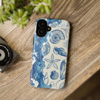 Ocean Shells Tough Phone Case — Blue Nautical Seashell iPhone Cover