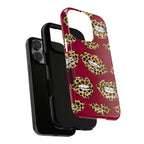 Phone Case — Leopard Lips Pattern on Burgundy