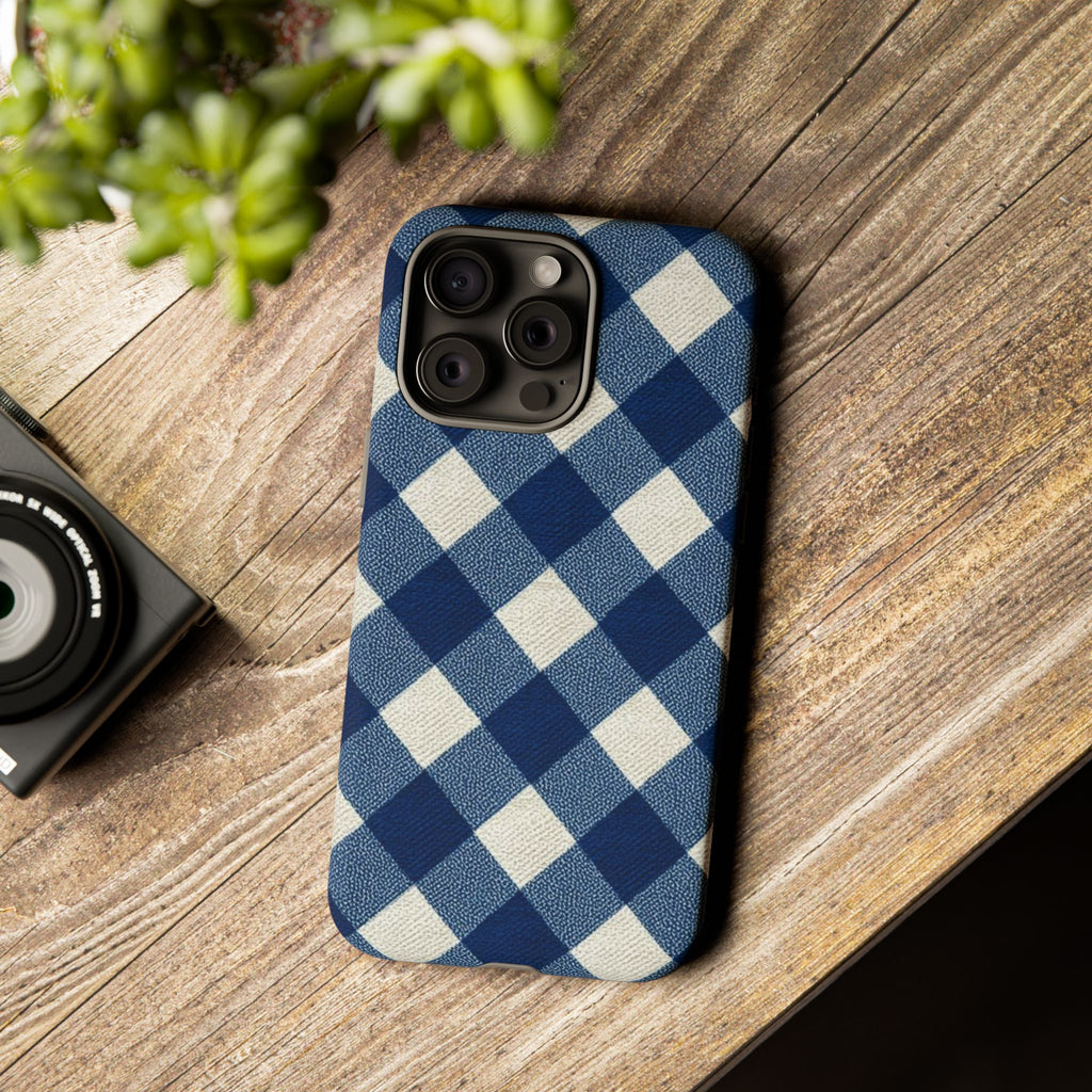 Blue Buffalo Plaid Tough Phone Case — Durable Protective iPhone Cover