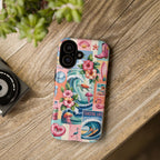 Coastal Collage Phone Case — Retro Beach Surf Floral Design