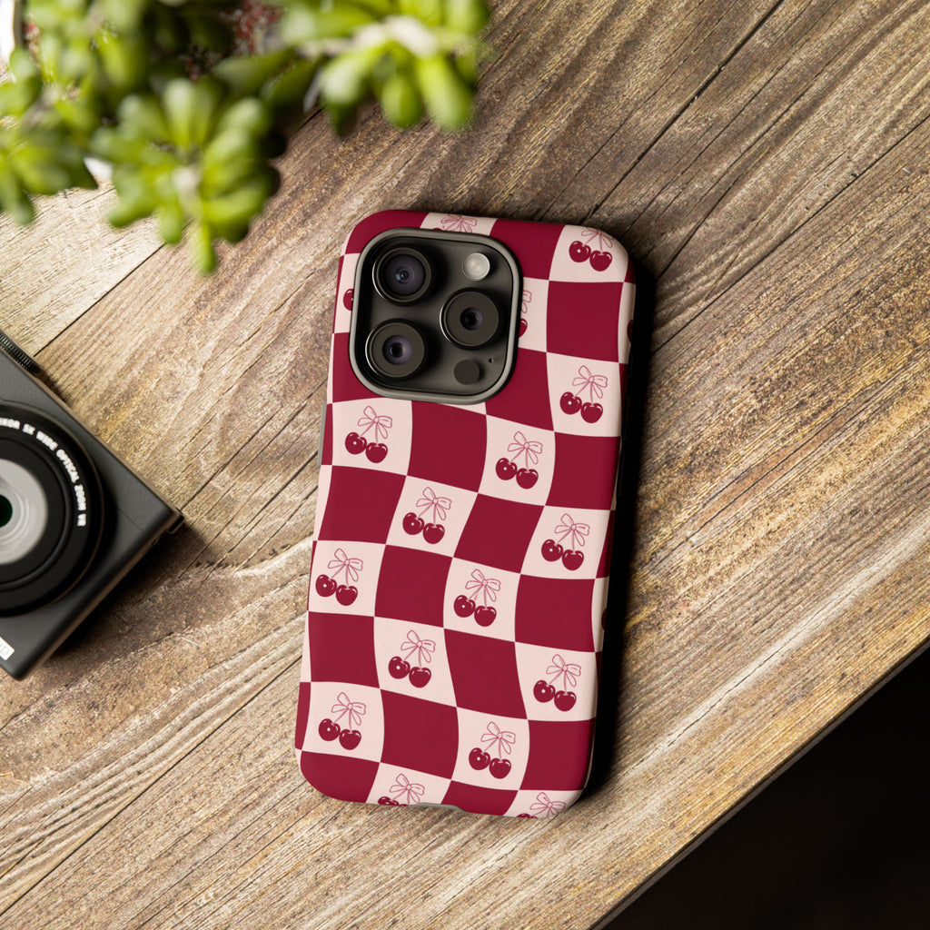 Cherry Checkerboard Tough Phone Case