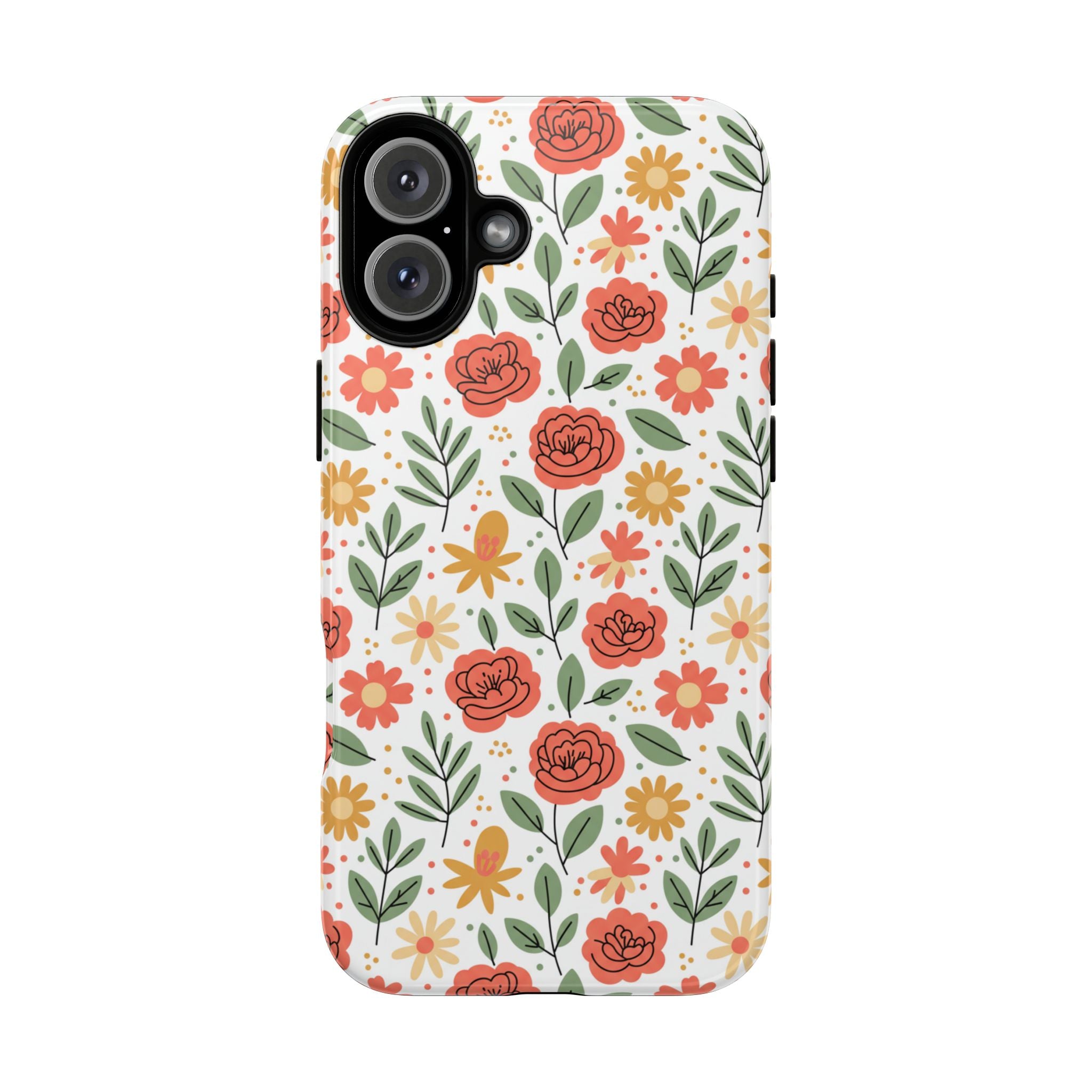Floral Rose Pattern Tough Phone Case — Durable Garden-Inspired Protection
