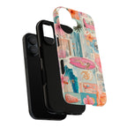 Tropical Surf Collage Phone Case — Vintage Hawaiian Floral & Surfboard Design