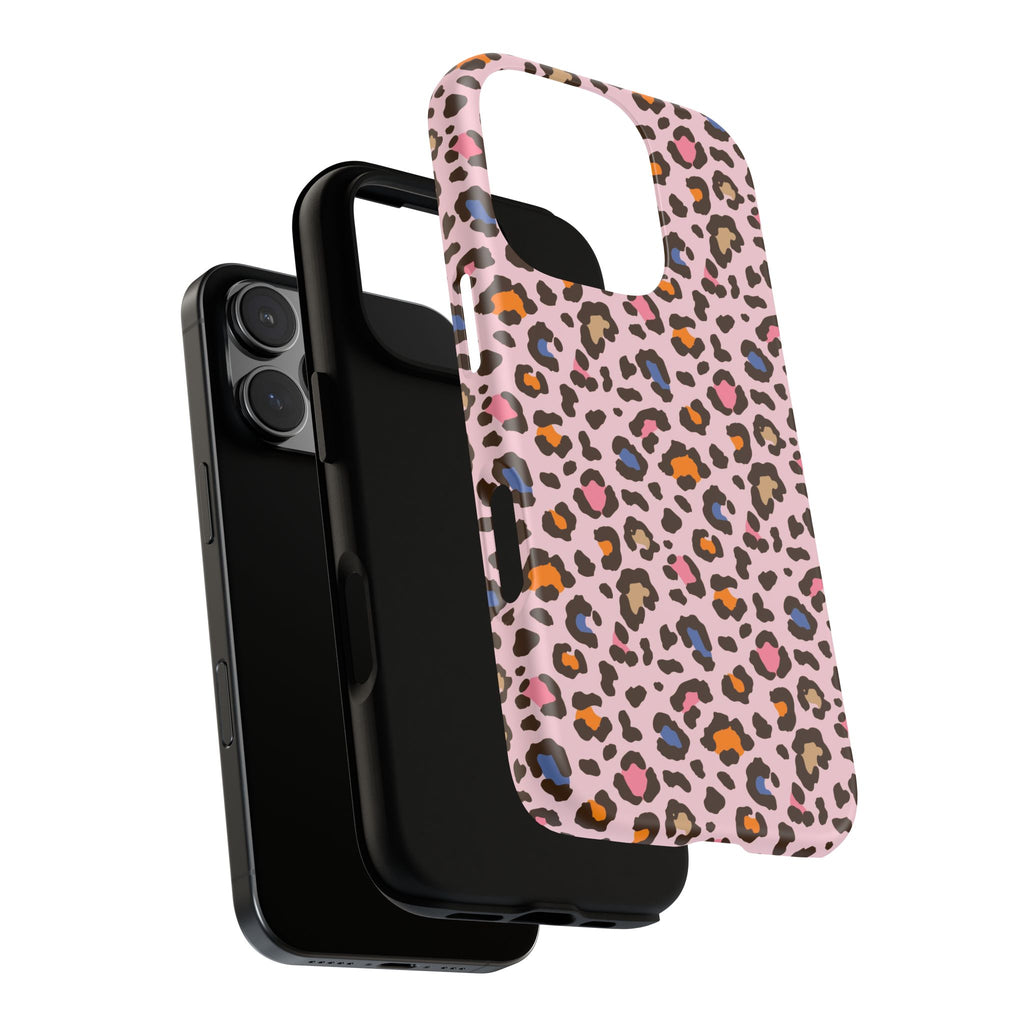 Pink Leopard Print Tough Phone Case — Durable Protective iPhone Cover