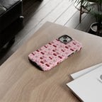 Cherry Pattern Phone Case — Cute Pink Cherries with Bows Durable Tough Case