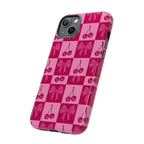 Cherry Checker Tough Phone Case — Pink Retro Bow Pattern