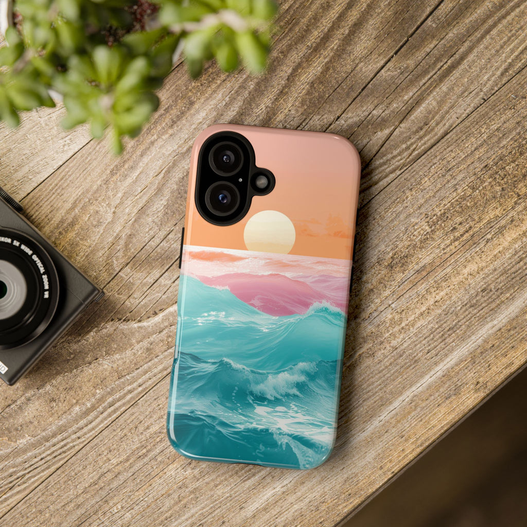 Sunset Ocean Tough Phone Case — Pastel Waves iPhone Cover