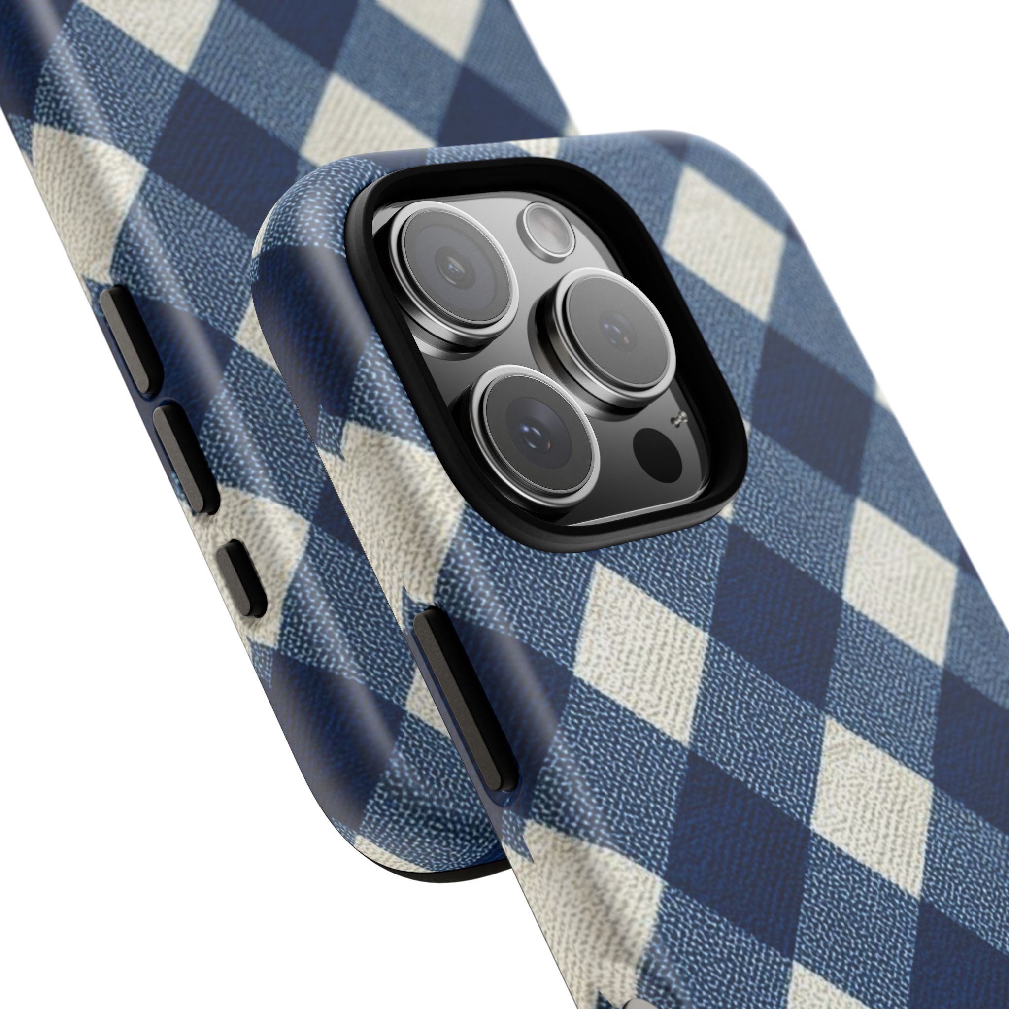 Blue Buffalo Plaid Tough Phone Case — Durable Protective iPhone Cover