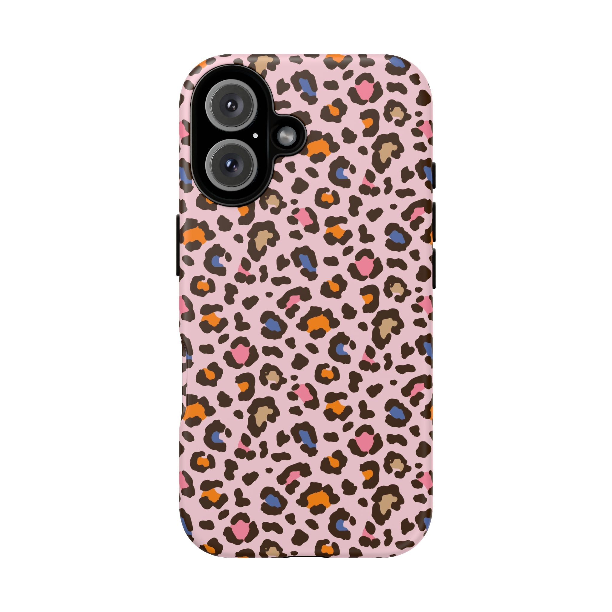Pink Leopard Print Tough Phone Case — Durable Protective iPhone Cover