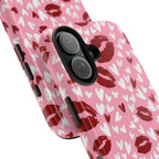 Pink Kiss Hearts Tough Phone Case — Cute Valentine Protective Phone Cover