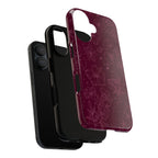Burgundy Floral Tough Phone Case — Protective Hibiscus Pattern