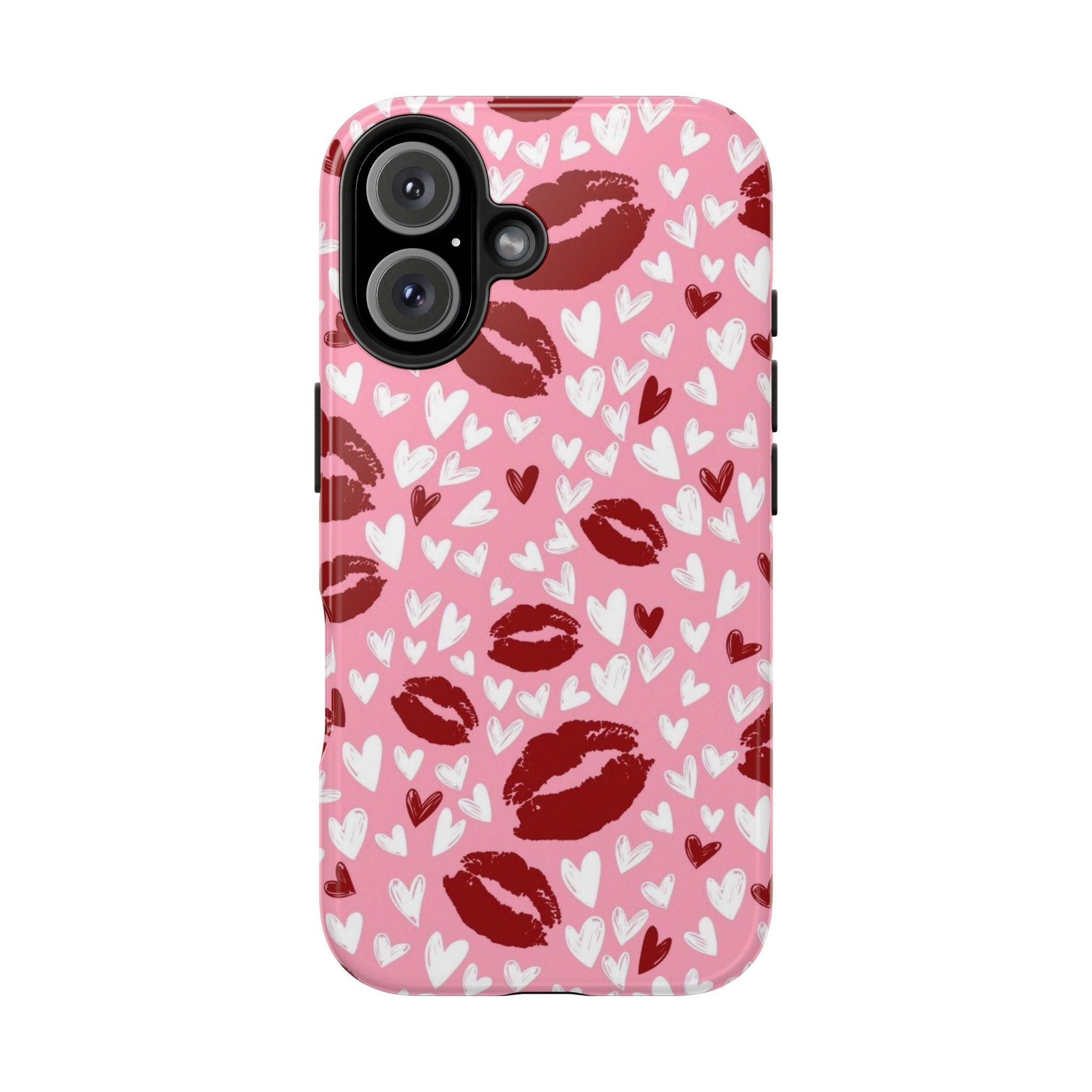 Pink Kiss Hearts Tough Phone Case — Cute Valentine Protective Phone Cover