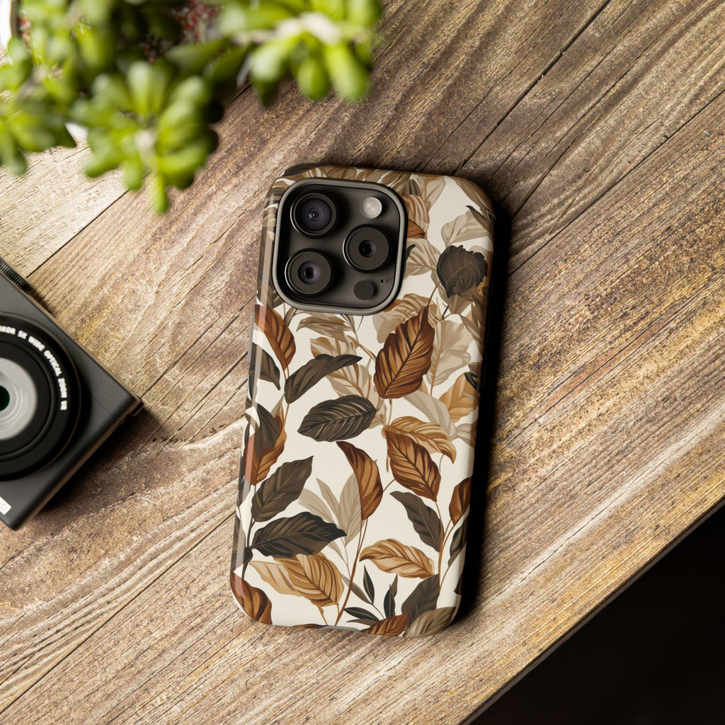 Autumn Leaves Phone Case — Brown Botanical Tough Case