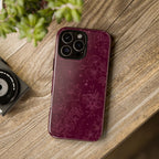 Burgundy Floral Tough Phone Case — Protective Hibiscus Pattern