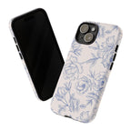 Phone Case — Blue Floral Sketch Tough Protective Case