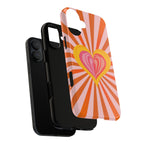 Retro Heart Phone Case — Vibrant Orange Sunburst Tough Case