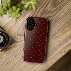 Maroon Polka Dot Tough Phone Case — Slim Protective iPhone Cover