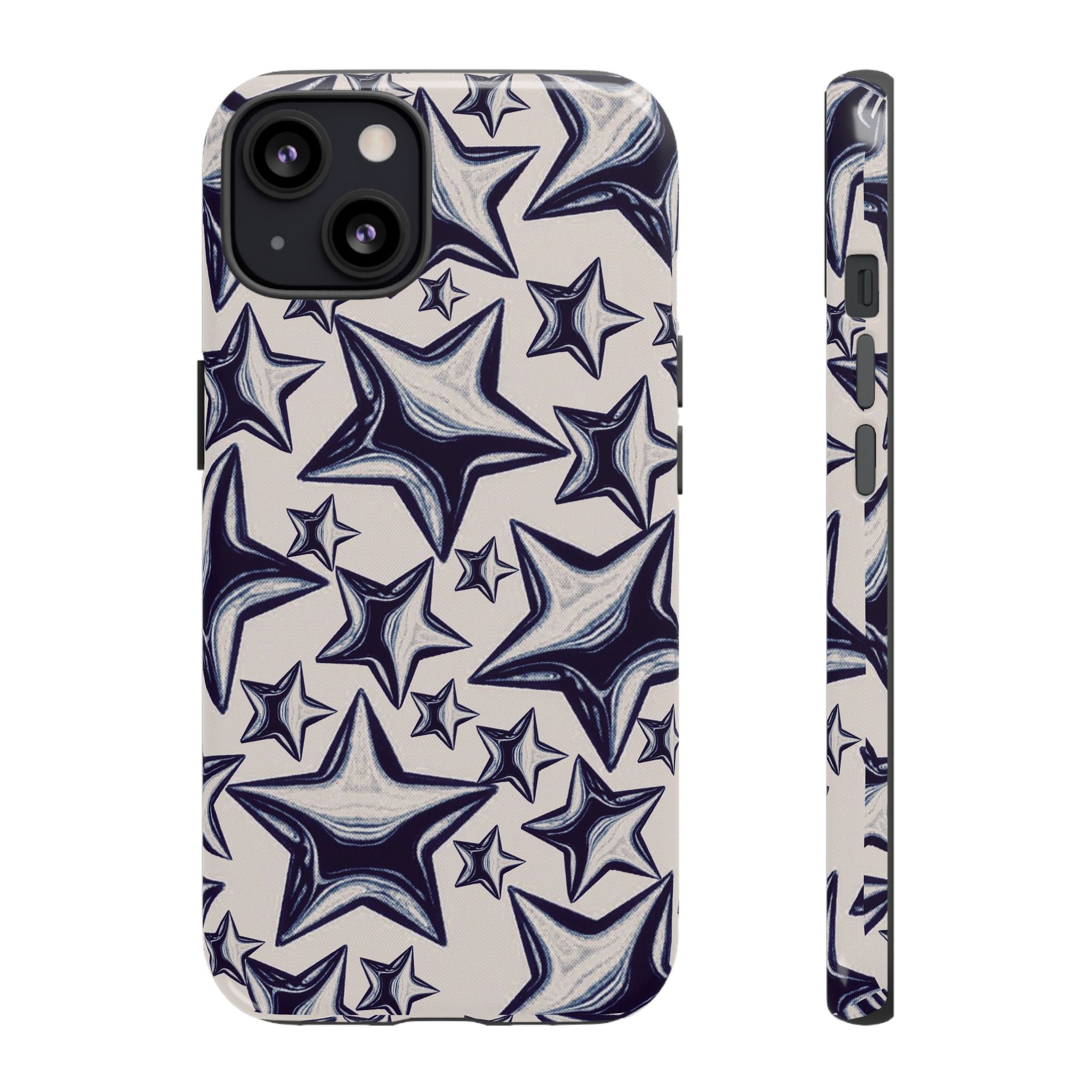 Star Sketch Tough Phone Case — Black & White Doodle Stars Protective Cover