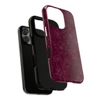 Burgundy Floral Tough Phone Case — Protective Hibiscus Pattern