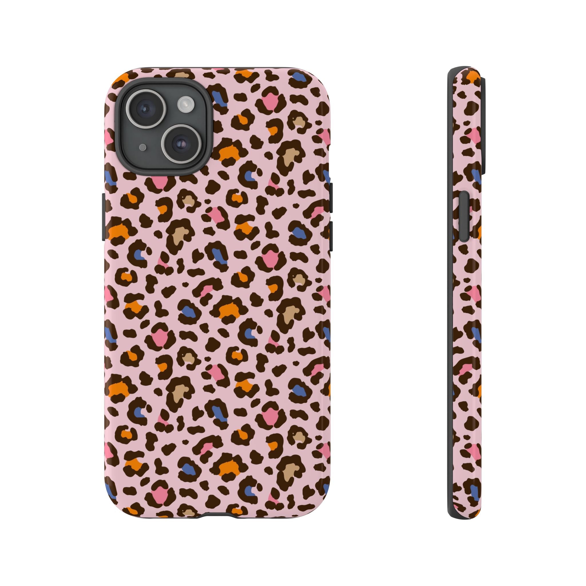 Pink Leopard Print Tough Phone Case — Durable Protective iPhone Cover