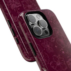 Burgundy Floral Tough Phone Case — Protective Hibiscus Pattern