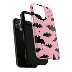 Pink Bat Pattern Tough Phone Case — Cute Halloween Bat Wings Design