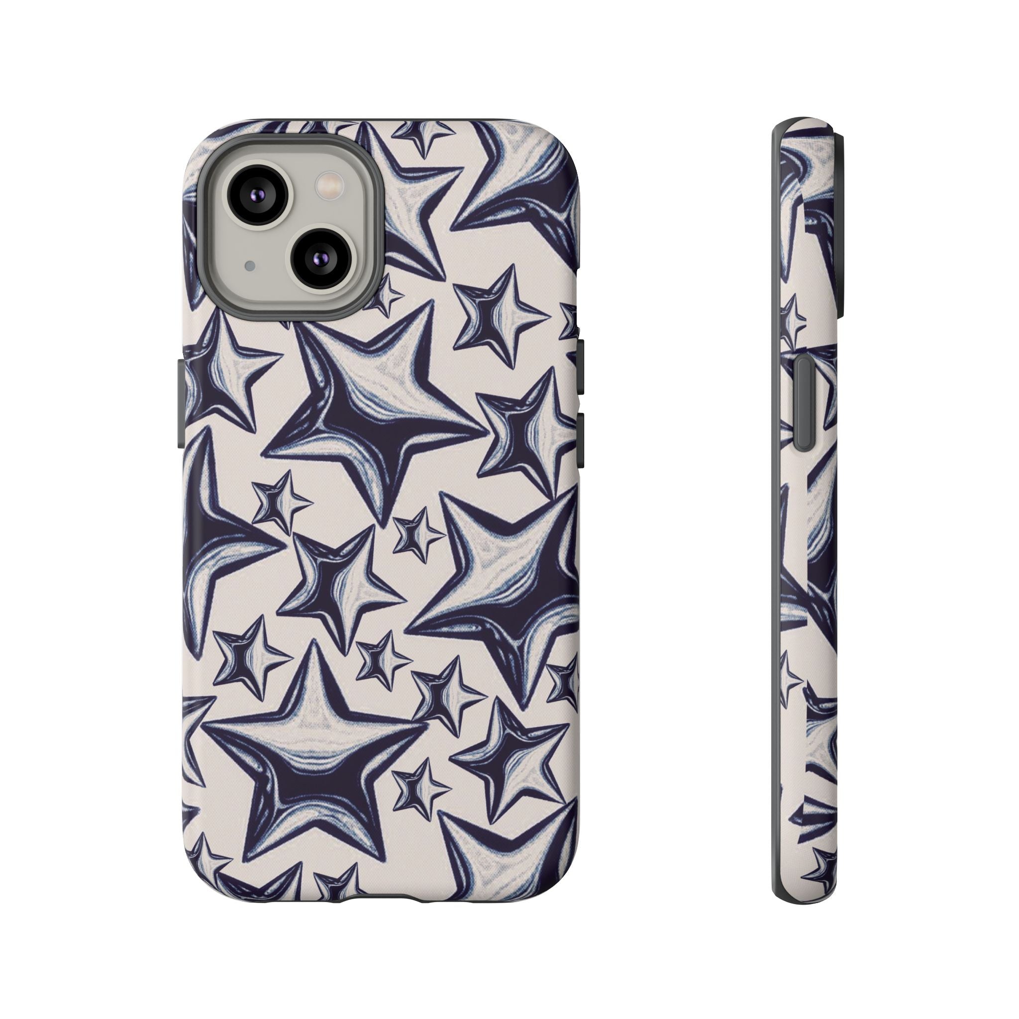 Star Sketch Tough Phone Case — Black & White Doodle Stars Protective Cover