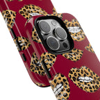 Phone Case — Leopard Lips Pattern on Burgundy