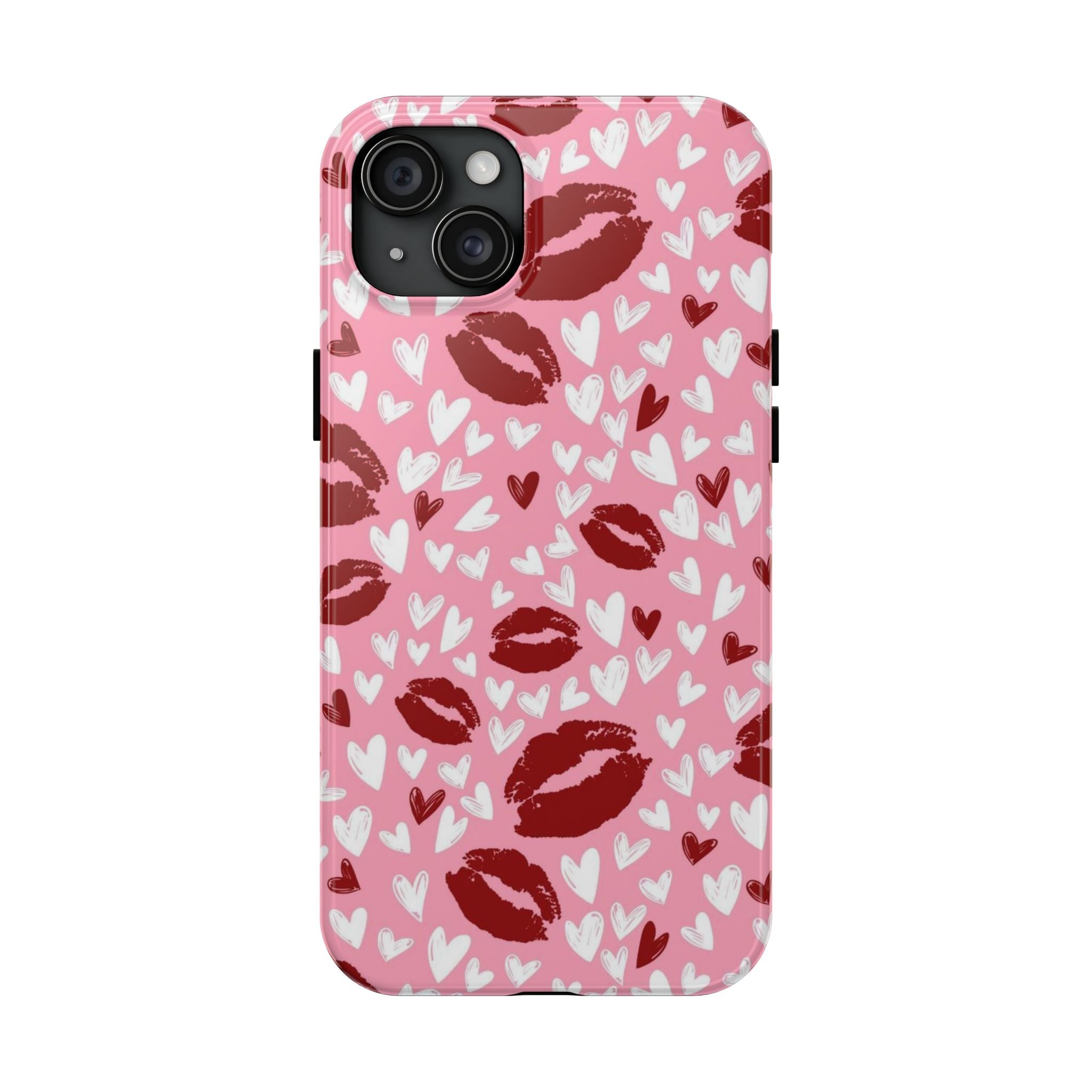 Pink Kiss Hearts Tough Phone Case — Cute Valentine Protective Phone Cover
