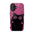 Cat Paw Pink Galaxy Phone Case — Cute Black Kitten iPhone Cover