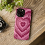 Pink Retro Heart Tough Phone Case – Star Accent Protective Cover