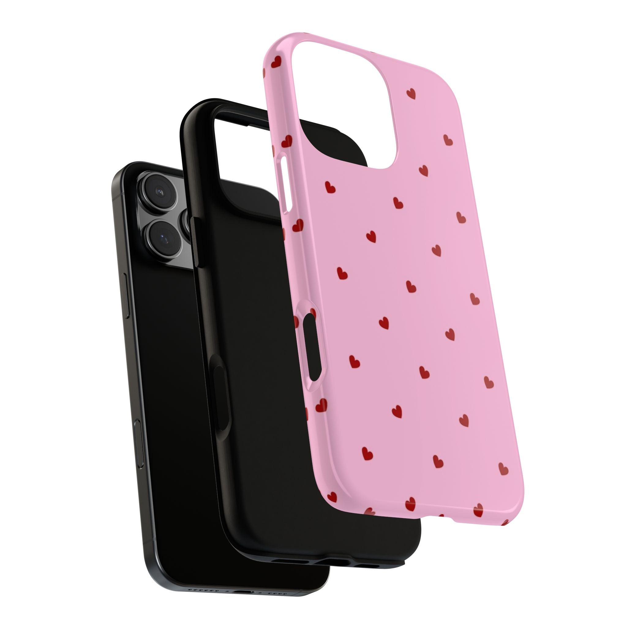 Pink Heart Pattern Tough Phone Case — Cute Red Hearts Protective Phone Cover (Valentine’s Day Gift)