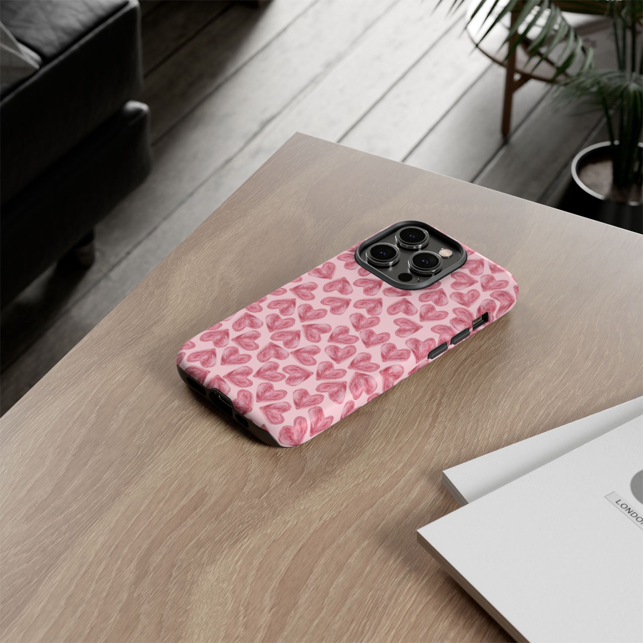 Pink Watercolor Heart Phone Case — Tough Protective iPhone Cover