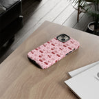 Cherry Pattern Phone Case — Cute Pink Cherries with Bows Durable Tough Case