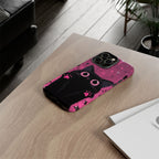 Cat Paw Pink Galaxy Phone Case — Cute Black Kitten iPhone Cover