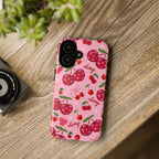 Cherry Pattern Tough Phone Case — Pink Cute Fruit iPhone Case with "cherry"