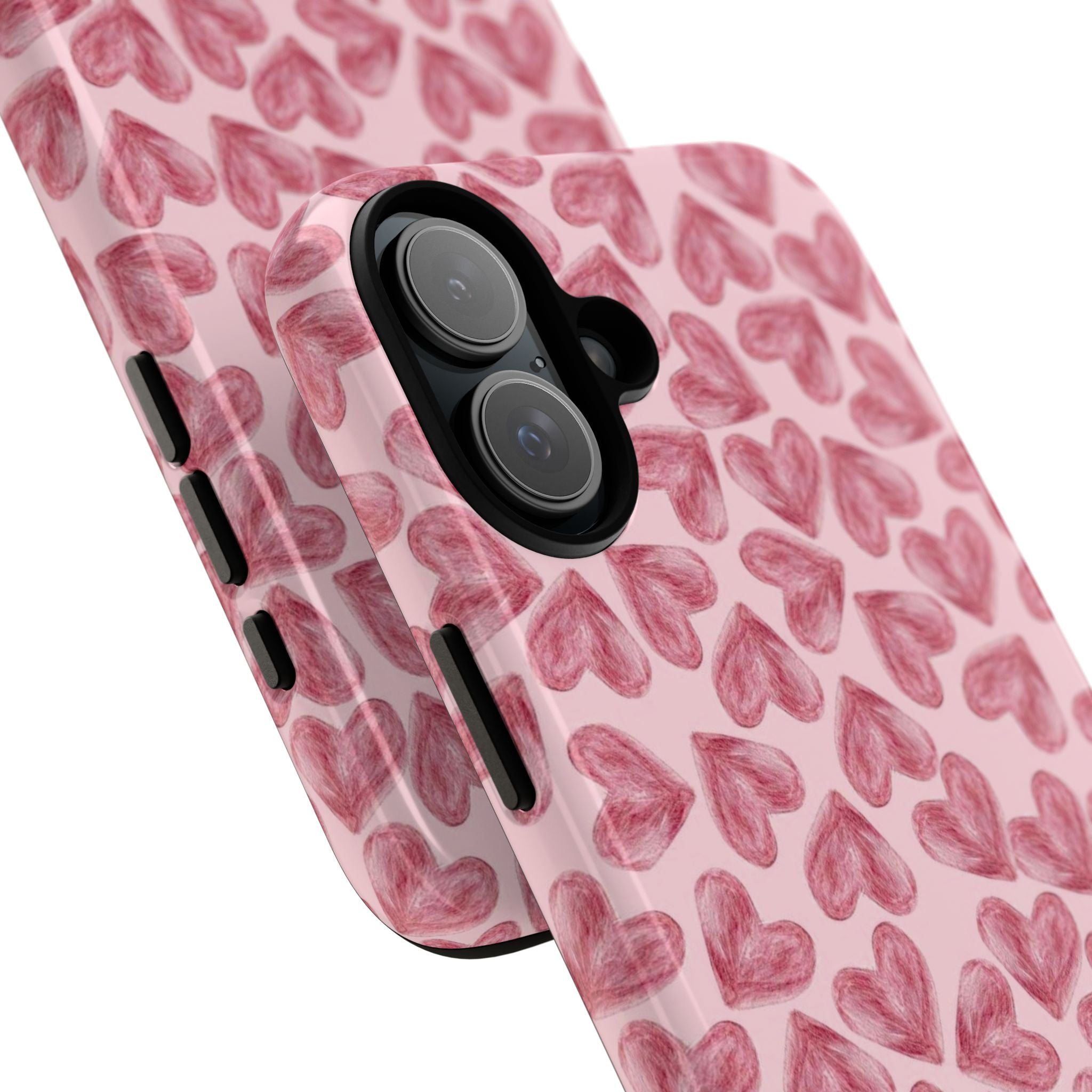 Pink Watercolor Heart Phone Case — Tough Protective iPhone Cover