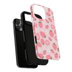 Strawberry Pattern Phone Case – Cute Pink Fruit Protective Tough Case