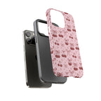 Cherry Pattern Phone Case — Cute Pink Cherries with Bows Durable Tough Case