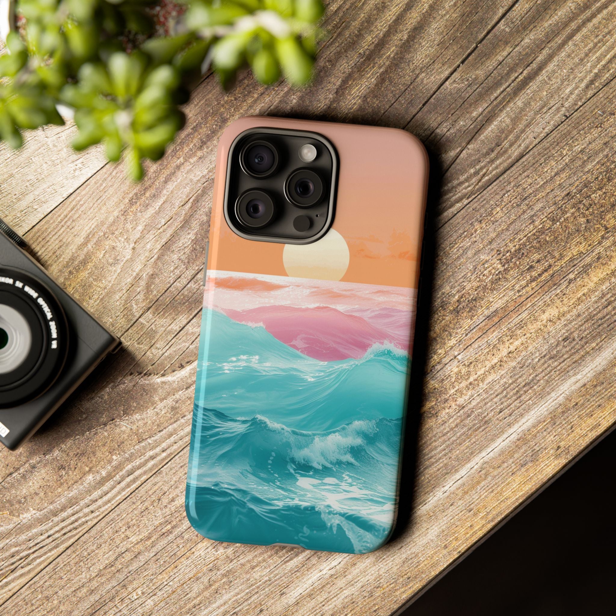 Sunset Ocean Tough Phone Case — Pastel Waves iPhone Cover