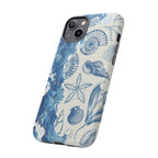 Ocean Shells Tough Phone Case — Blue Nautical Seashell iPhone Cover