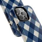 Blue Buffalo Plaid Tough Phone Case — Durable Protective iPhone Cover