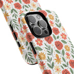 Floral Rose Pattern Tough Phone Case — Durable Garden-Inspired Protection