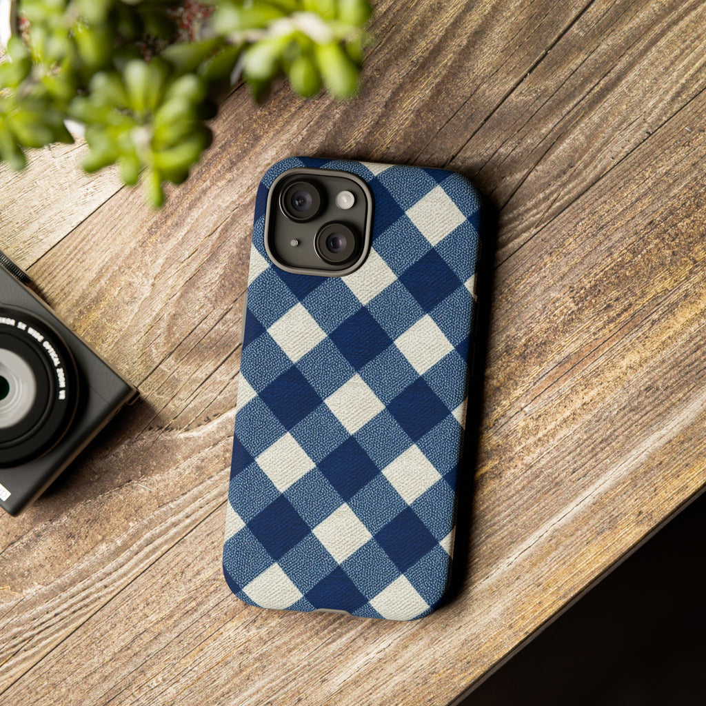 Blue Buffalo Plaid Tough Phone Case — Durable Protective iPhone Cover