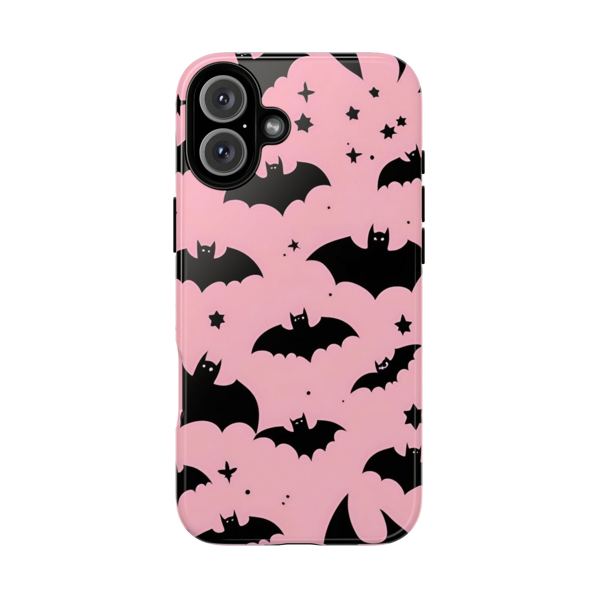 Pink Bat Pattern Tough Phone Case — Cute Halloween Bat Wings Design