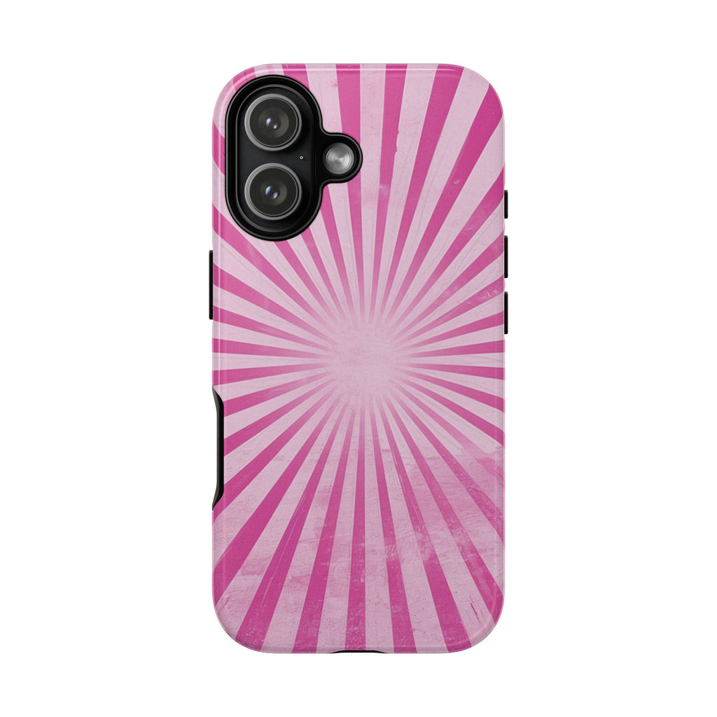 Pink Sunburst Tough Phone Case — Retro Radiant iPhone Cover